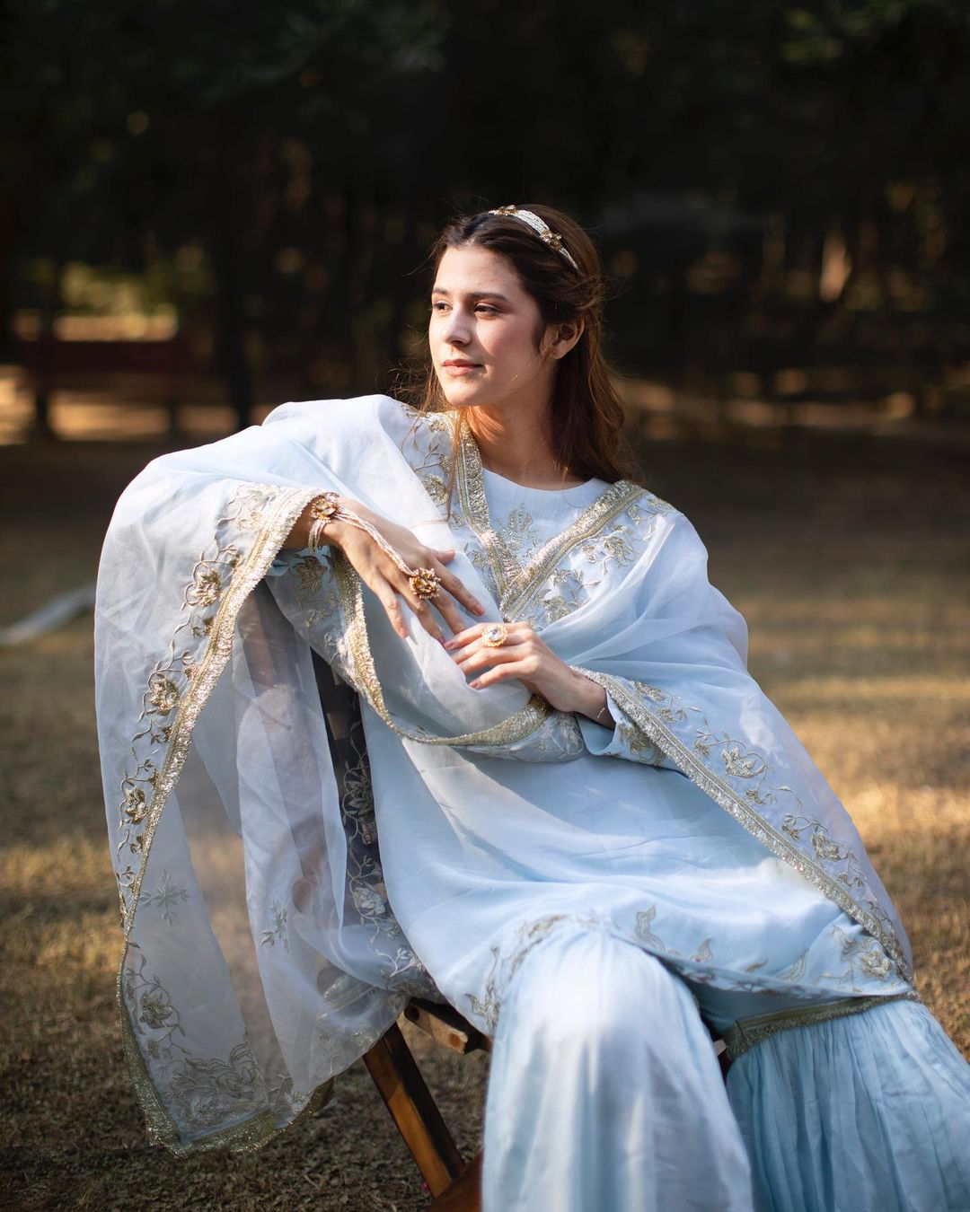 Rang Mahal Blue Sharara Set