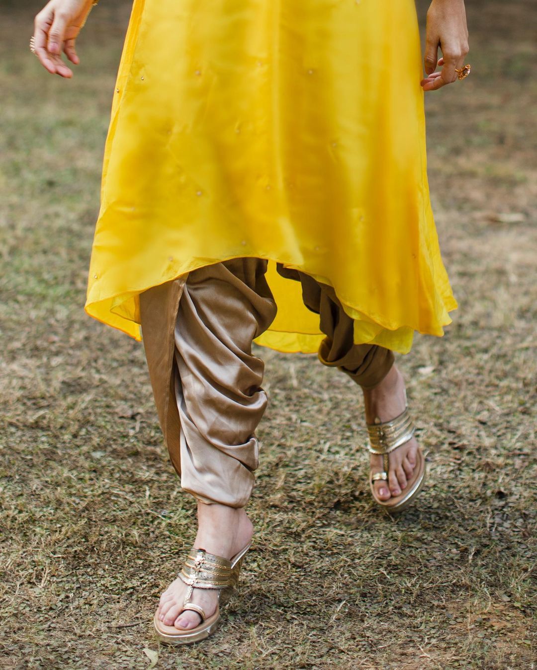 Yellow Tulip Suit with Dhoti Pants