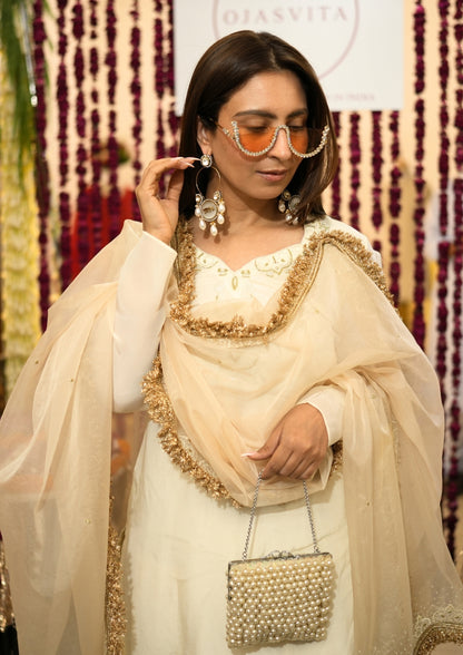 Peach & Ivory Qaiynaat Organza Suit