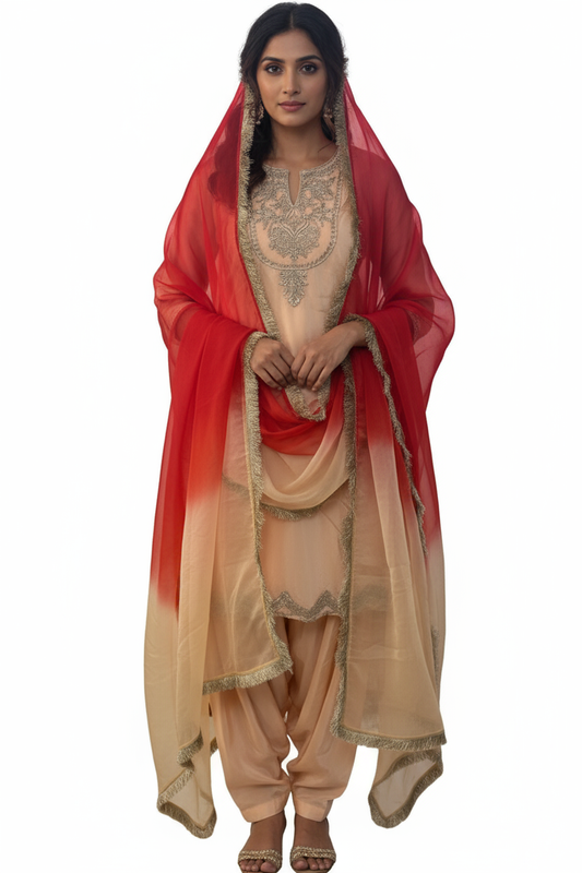 Peach Silver Nayab Suit