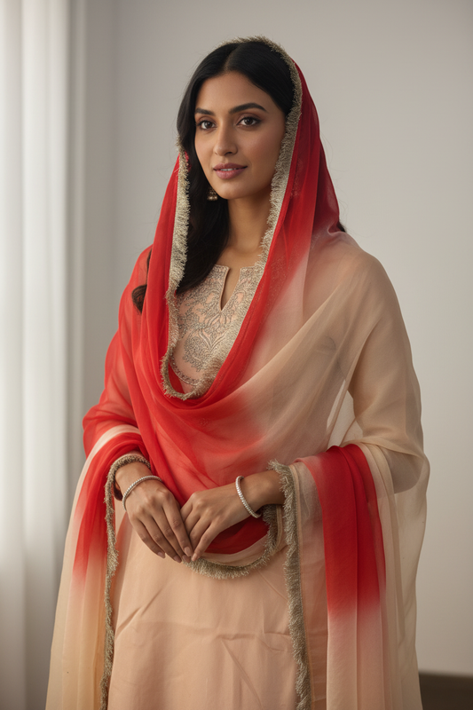 Peach Silver Nayab Suit