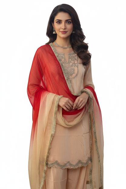 Peach Silver Nayab Suit