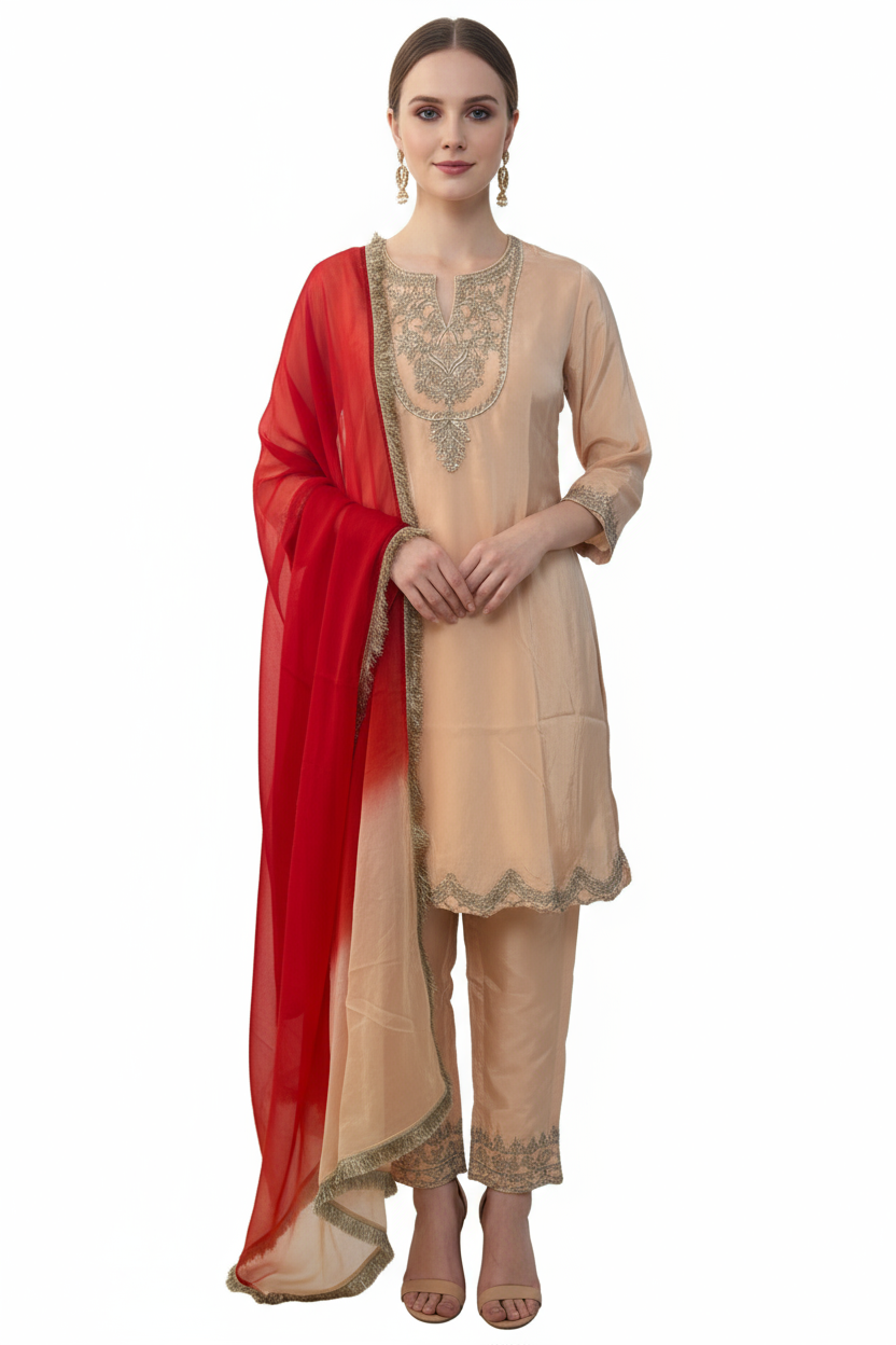Peach Silver Nayab Suit