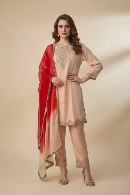 Peach Silver Nayab Suit