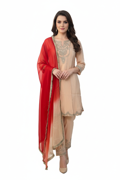 Peach Silver Nayab Suit