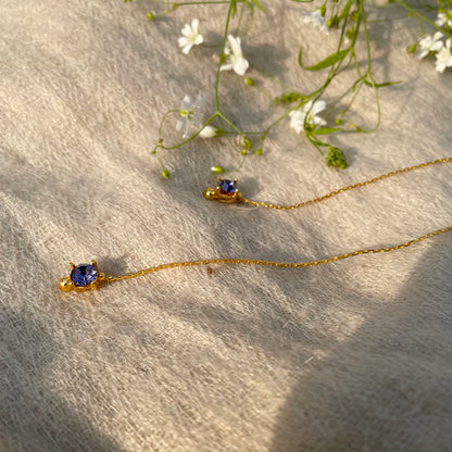 Amelia Lavender Chaton Needle Earrings