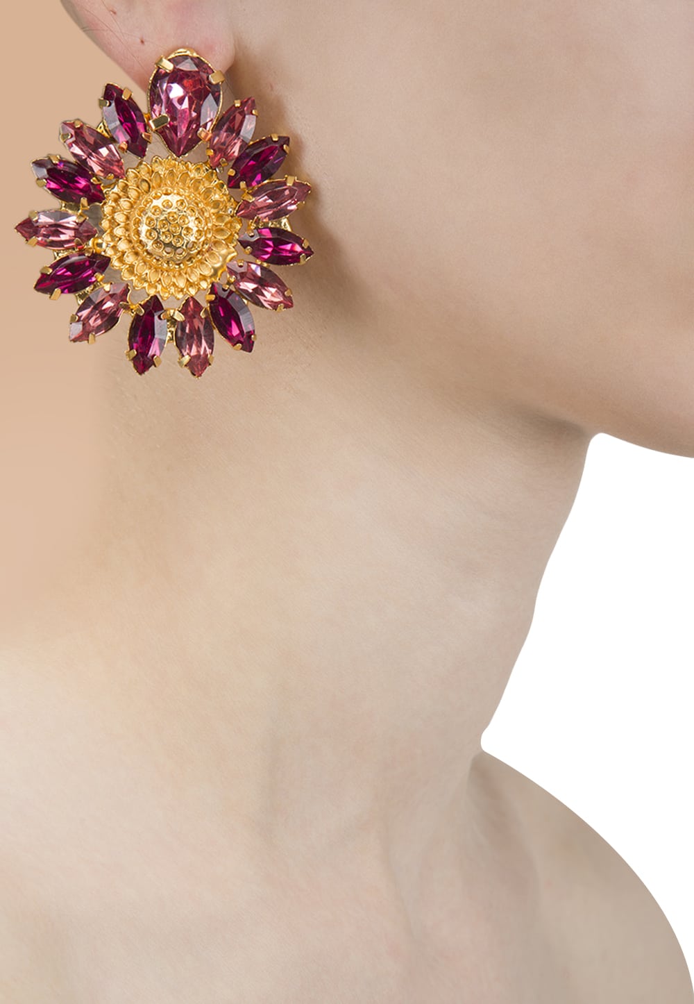 Gold-Plated Sunflower Bloom Earrings
