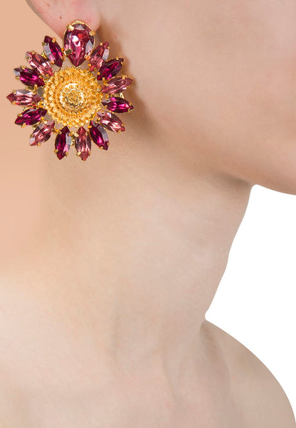 Gold-Plated Sunflower Bloom Earrings