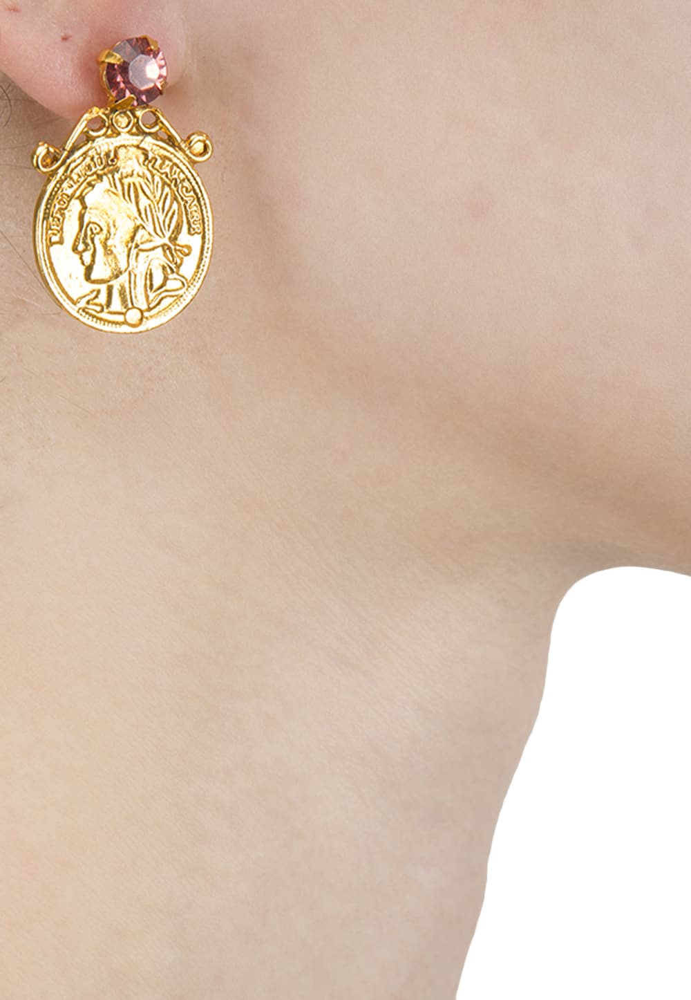 Goldplated Pink Coin Earstud