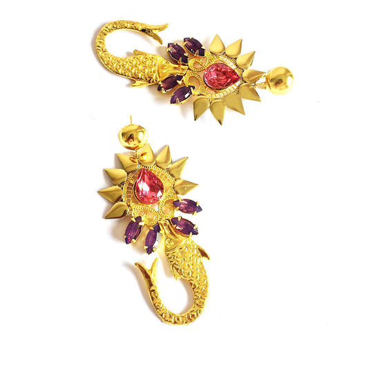 Purple Cyclamen Mukkut Earrings