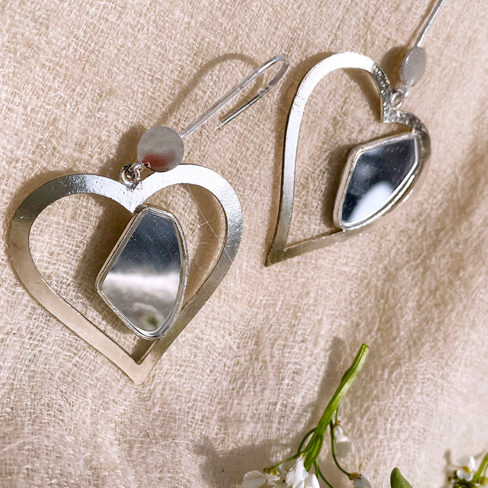 Pieces of My Heart Galactic Cut Flat Stone Ear Danglers
