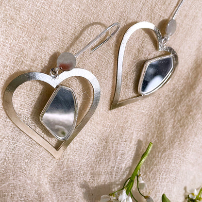 Pieces of My Heart Galactic Cut Flat Stone Ear Danglers
