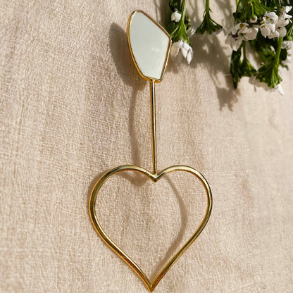 Gold Plated Oversized Heart Galactic Cut Stick  Earrings