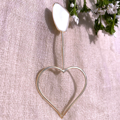 Silver Plated Oversized Heart Galactic Cut Stick  Earrings