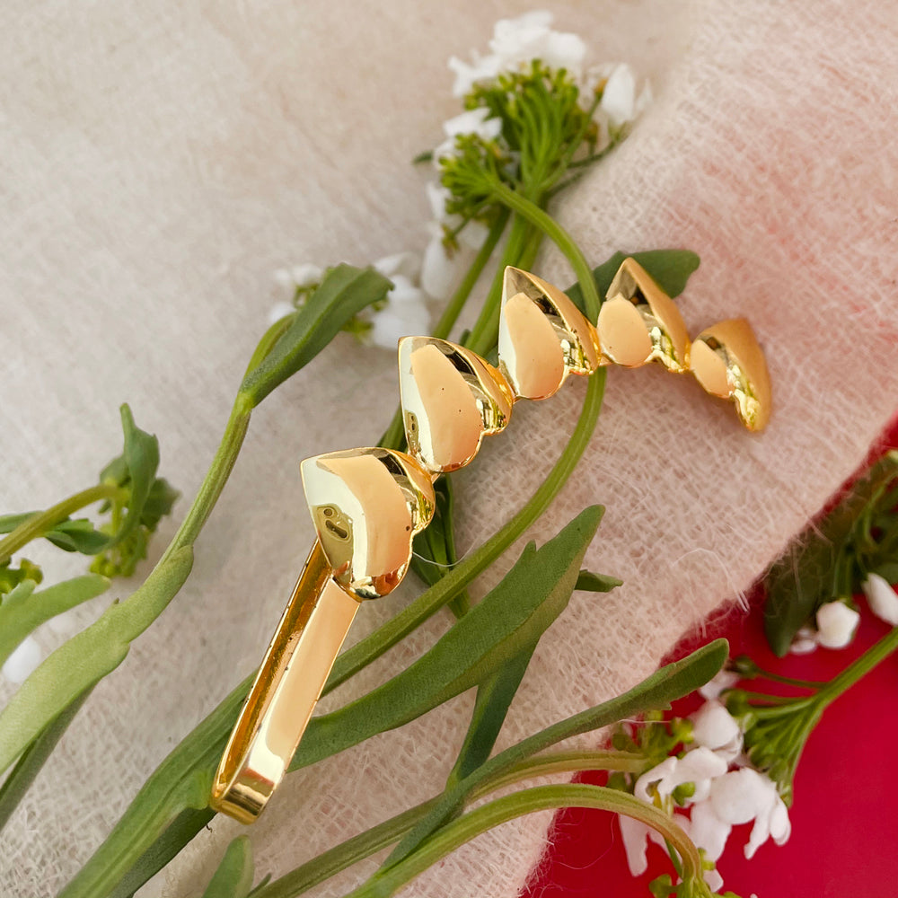 Gold  Blossoming Heart Earcuff