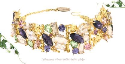 Gold-plated Inflorescence Flower Trellis Vinifera Choker