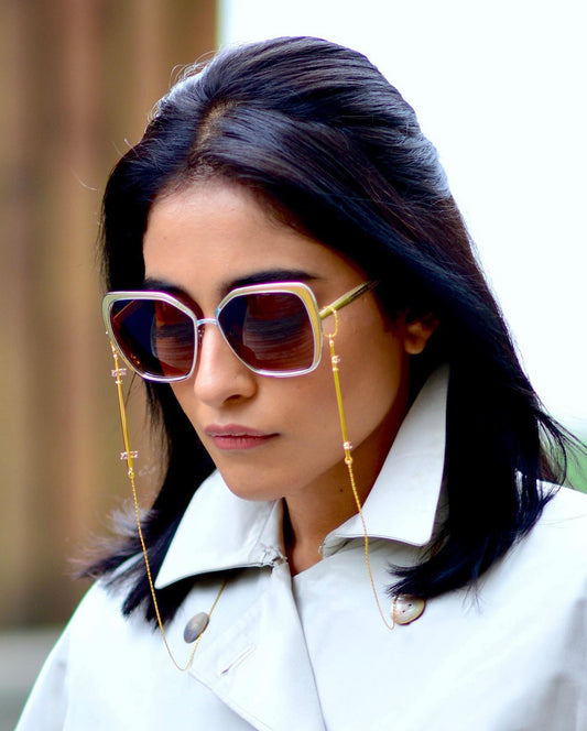 Lilac Blush Gold Sword Eye Stem Chain