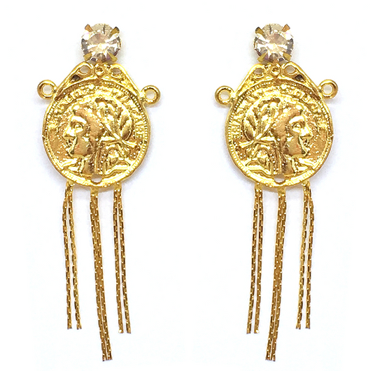 22K Goldplated Coin with Tassels Earrings