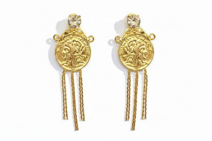 22K Goldplated Coin with Tassels Earrings