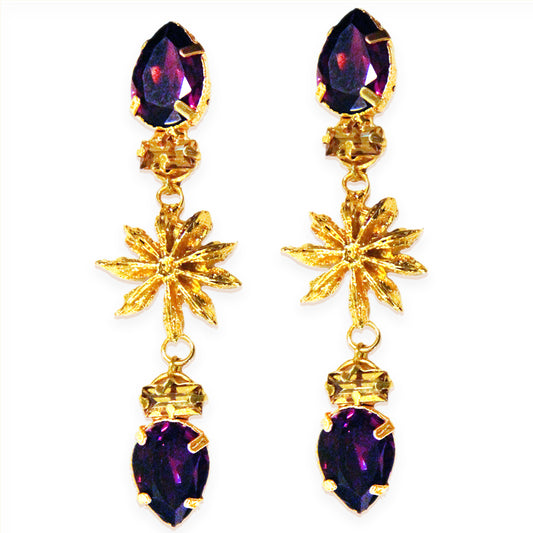 Voilet Star Anise Drop Earrings