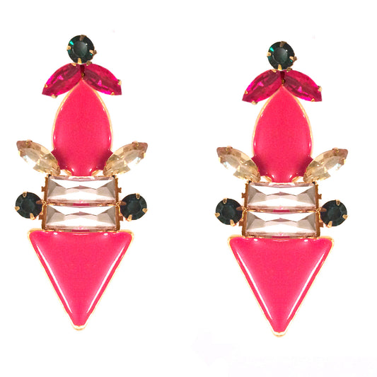 Geometrical Red Rocket Glazed Earrings