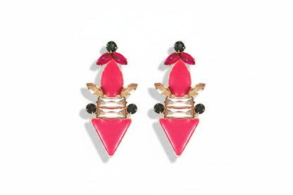 Geometrical Red Rocket Glazed Earrings