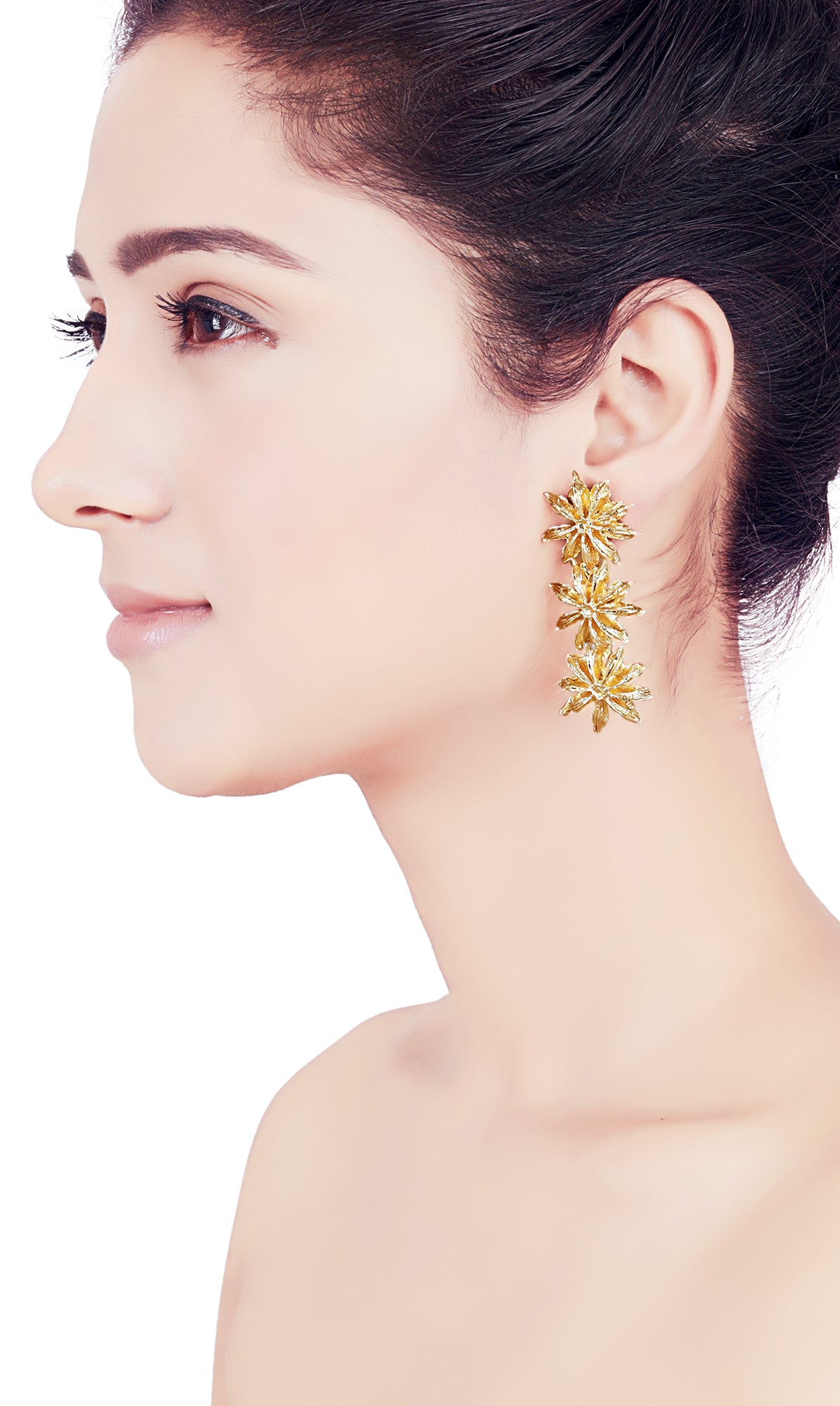 Tri Gold Star Anise Bloom Earrings
