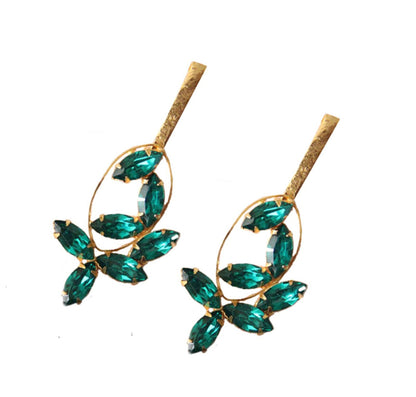 Gold Plated Teal Green Earring