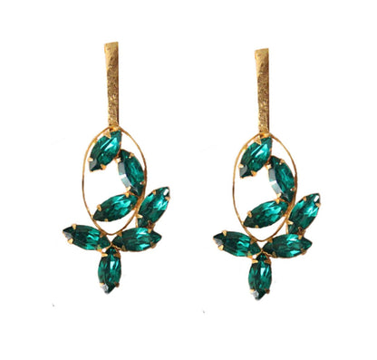 Gold Plated Teal Green Earring