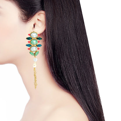 Holi Holy Stone Stacked Tassel Earrings