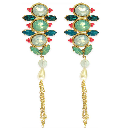 Holi Holy Stone Stacked Tassel Earrings