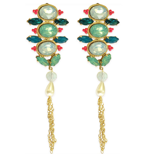 Holi Holy Stone Stacked Tassel Earrings