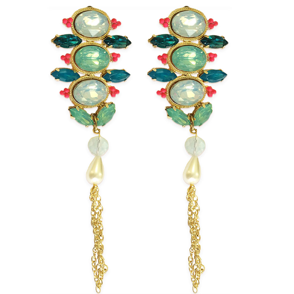 Spring Poppers Topaz Tassel Earrings