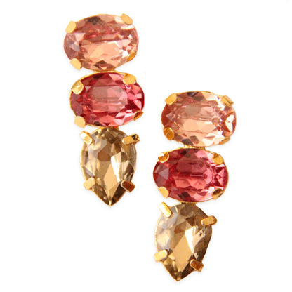 Pink Stone Stacked Earrings