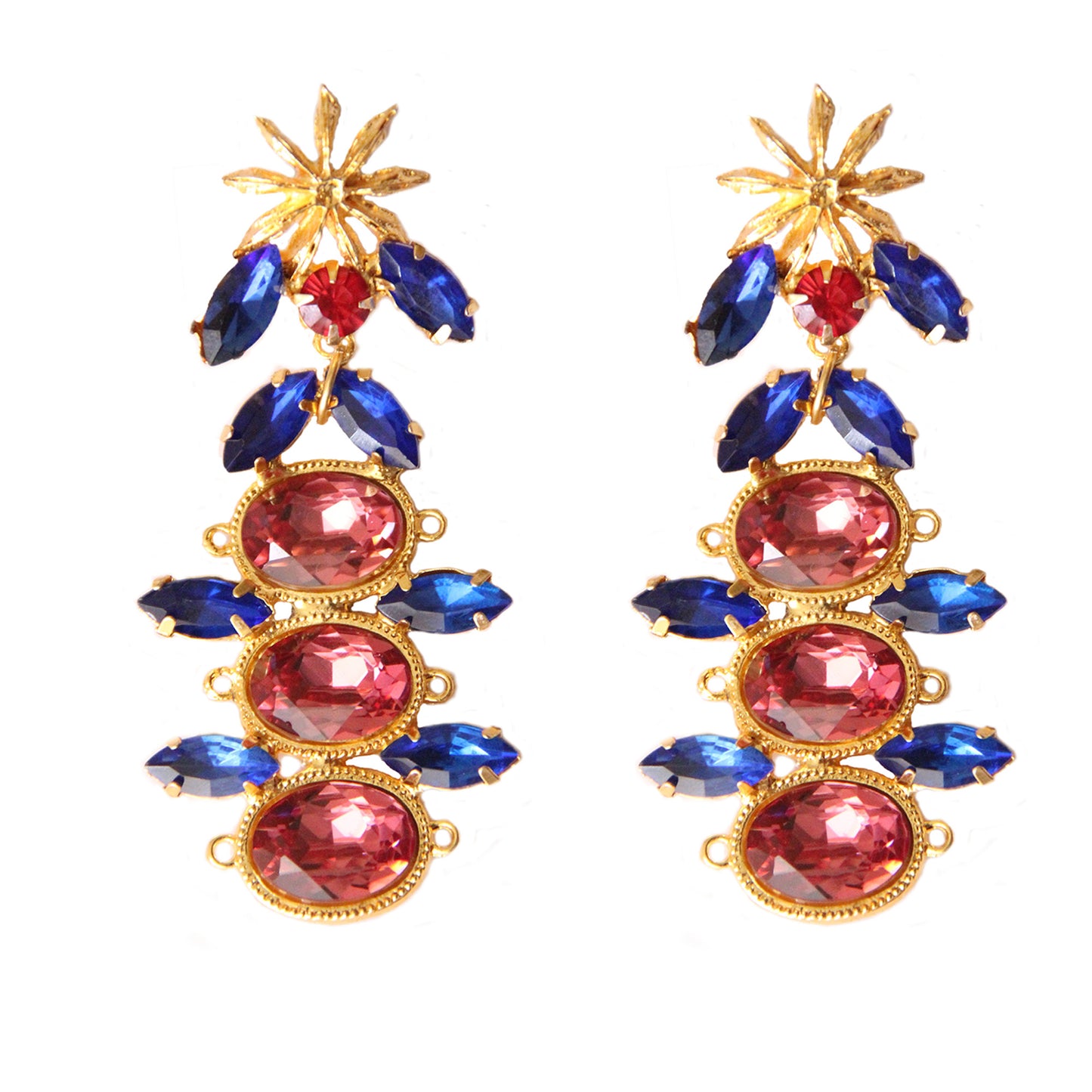 Star Anise Persian Blue and Pink Earrings