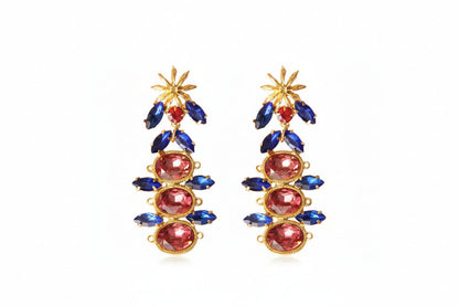 Star Anise Persian Blue and Pink Earrings