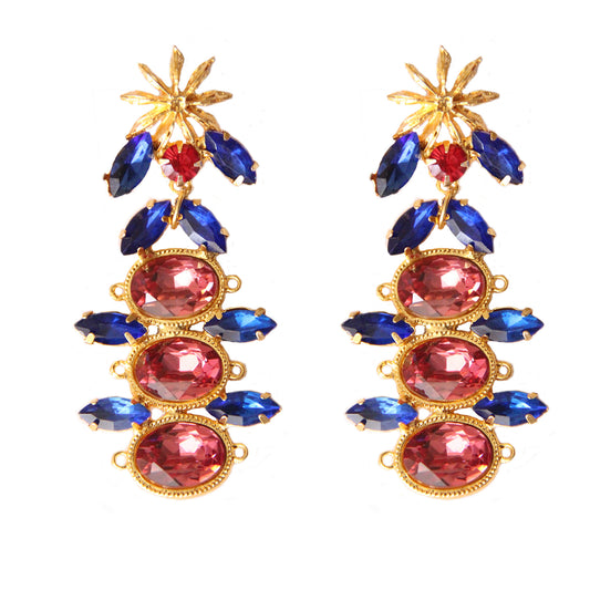 Star Anise Persian Blue and Pink Earrings