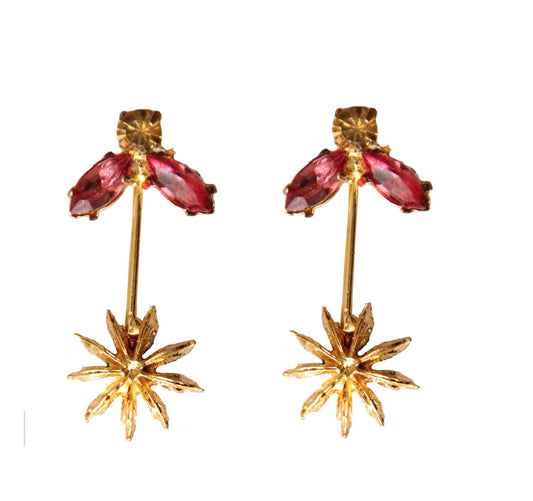 Goldplated Star Anise Rose Paradise Earrings
