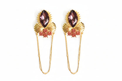 Vintage Mauve Marbela Earrings with U-Tassel