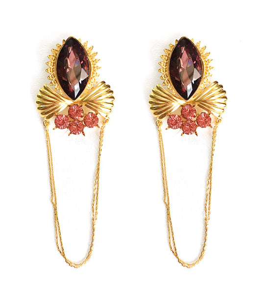 Vintage Mauve Marbela Earrings with U-Tassel