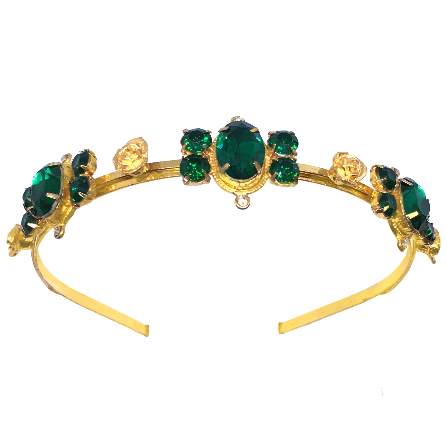 22K Gold Plated  Emerald Rose Hairband