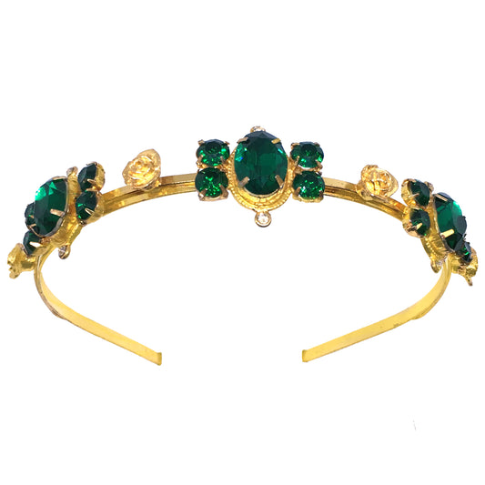 22K Gold Plated  Emerald Rose Hairband