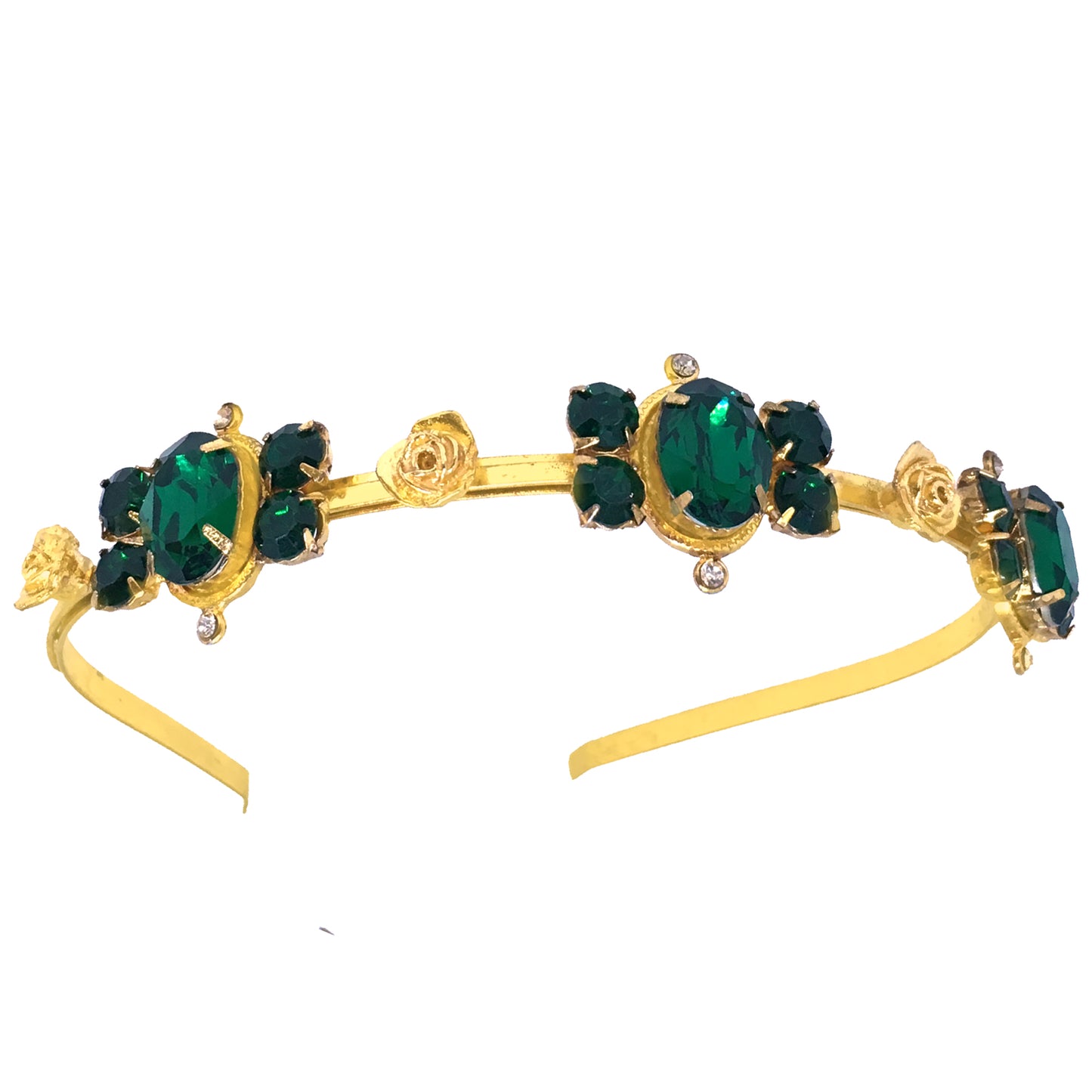 22K Gold Plated  Emerald Rose Hairband