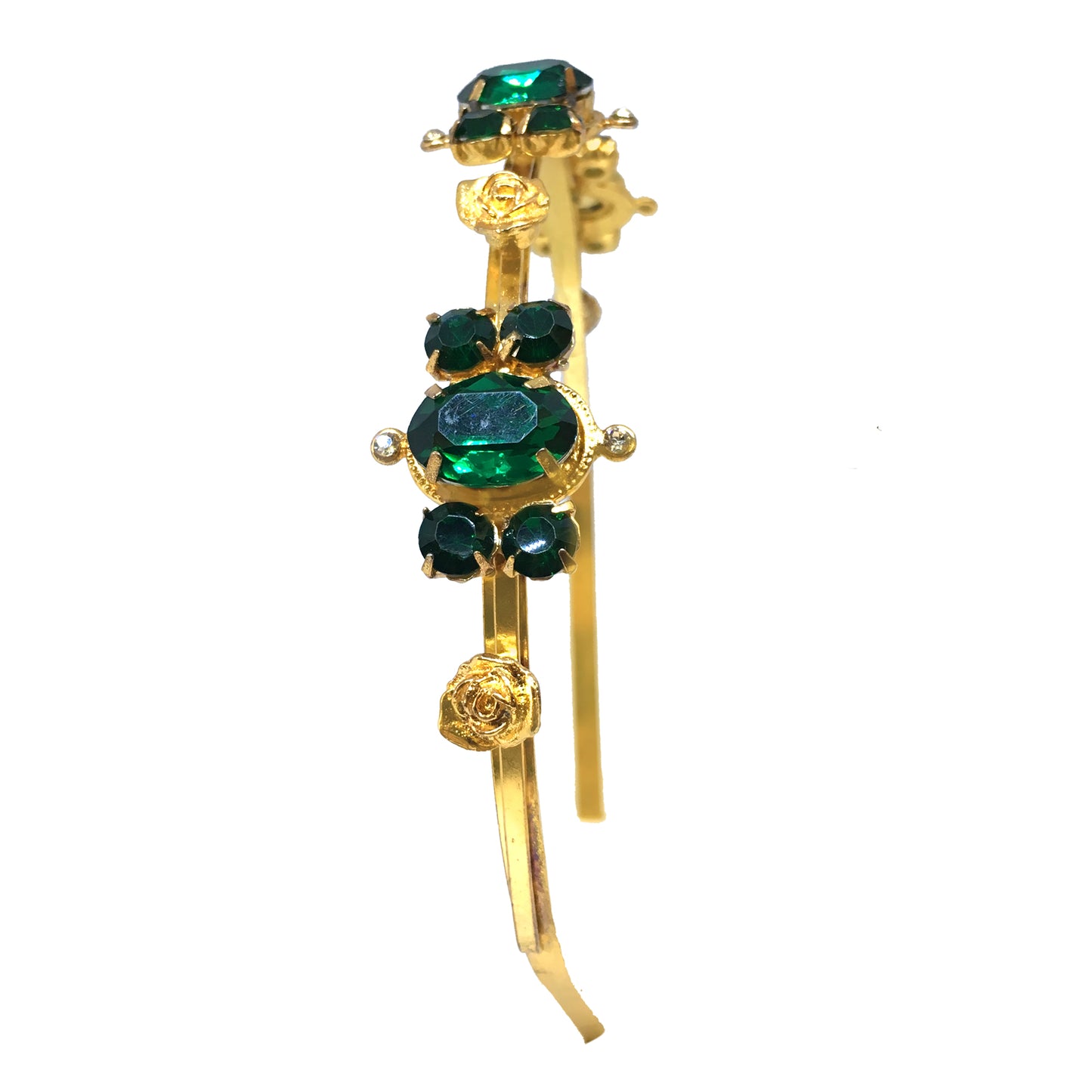 22K Gold Plated  Emerald Rose Hairband