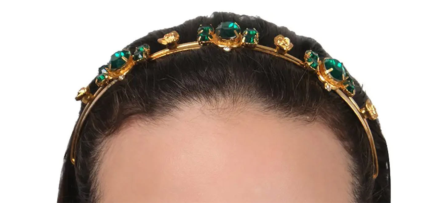 22K Gold Plated  Emerald Rose Hairband