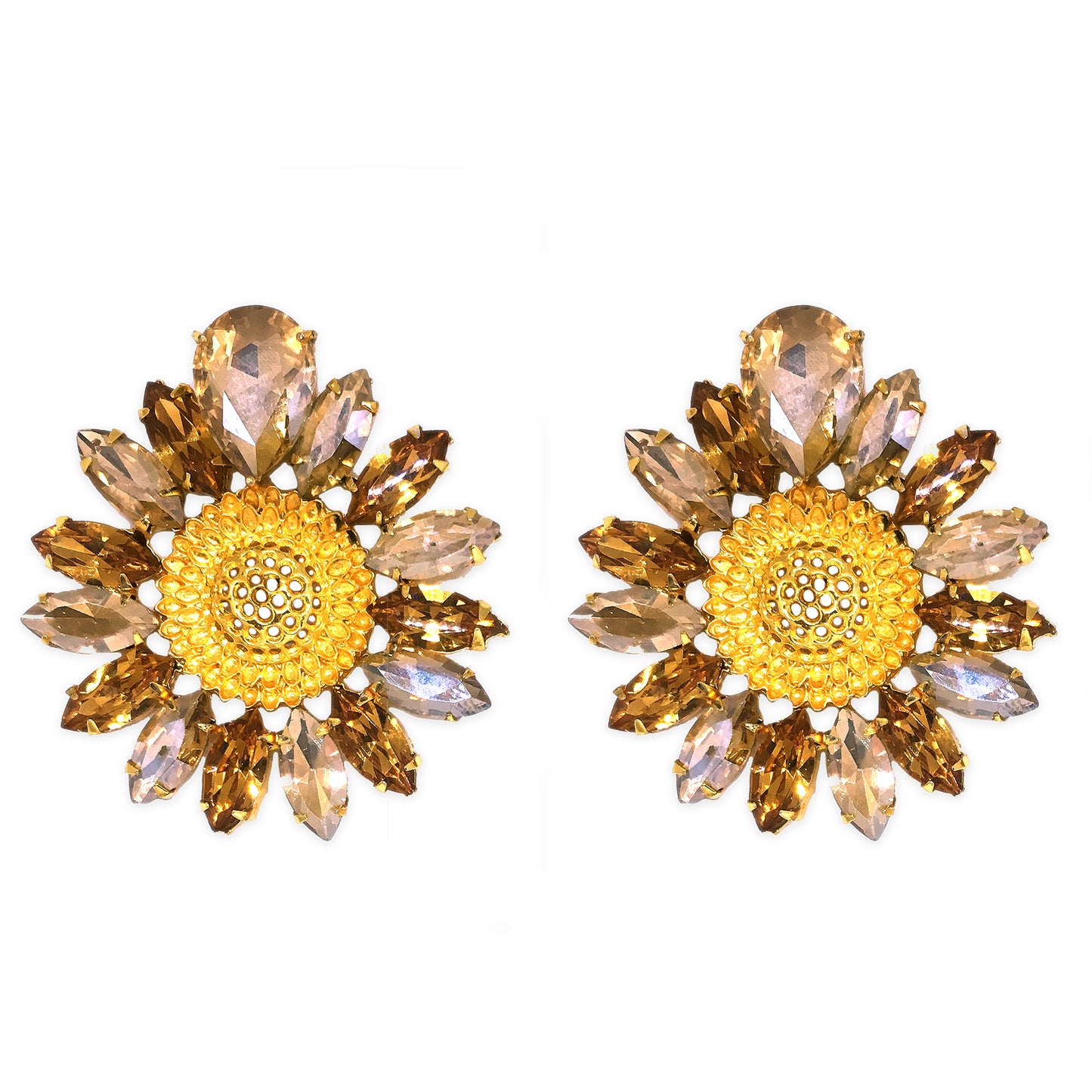 24K Sunflower Topaz Earrings