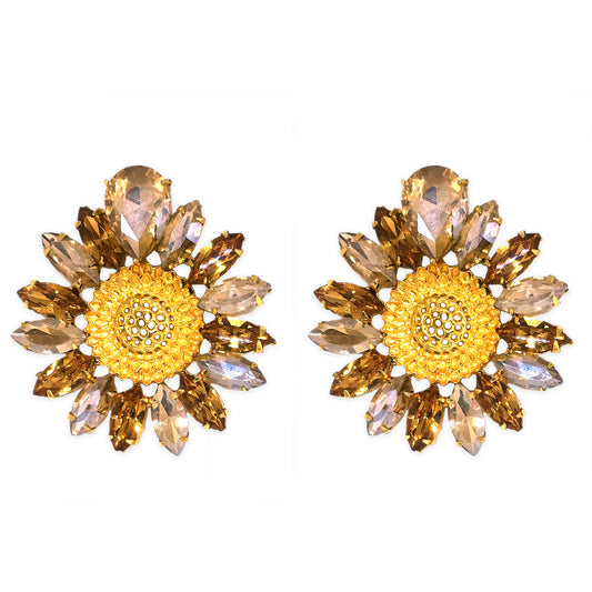 24K Sunflower Topaz Earrings