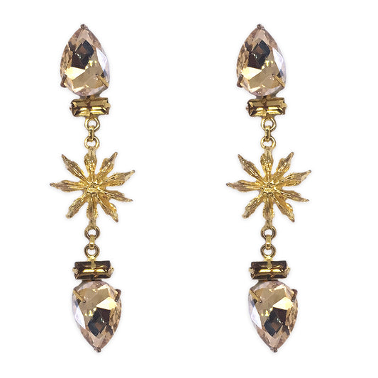 Double Drop Gold Star Anise Earrings