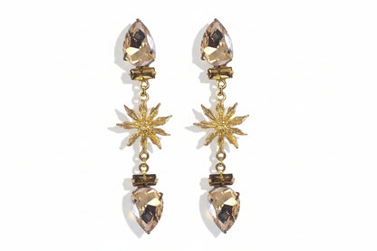 Double Drop Gold Star Anise Earrings