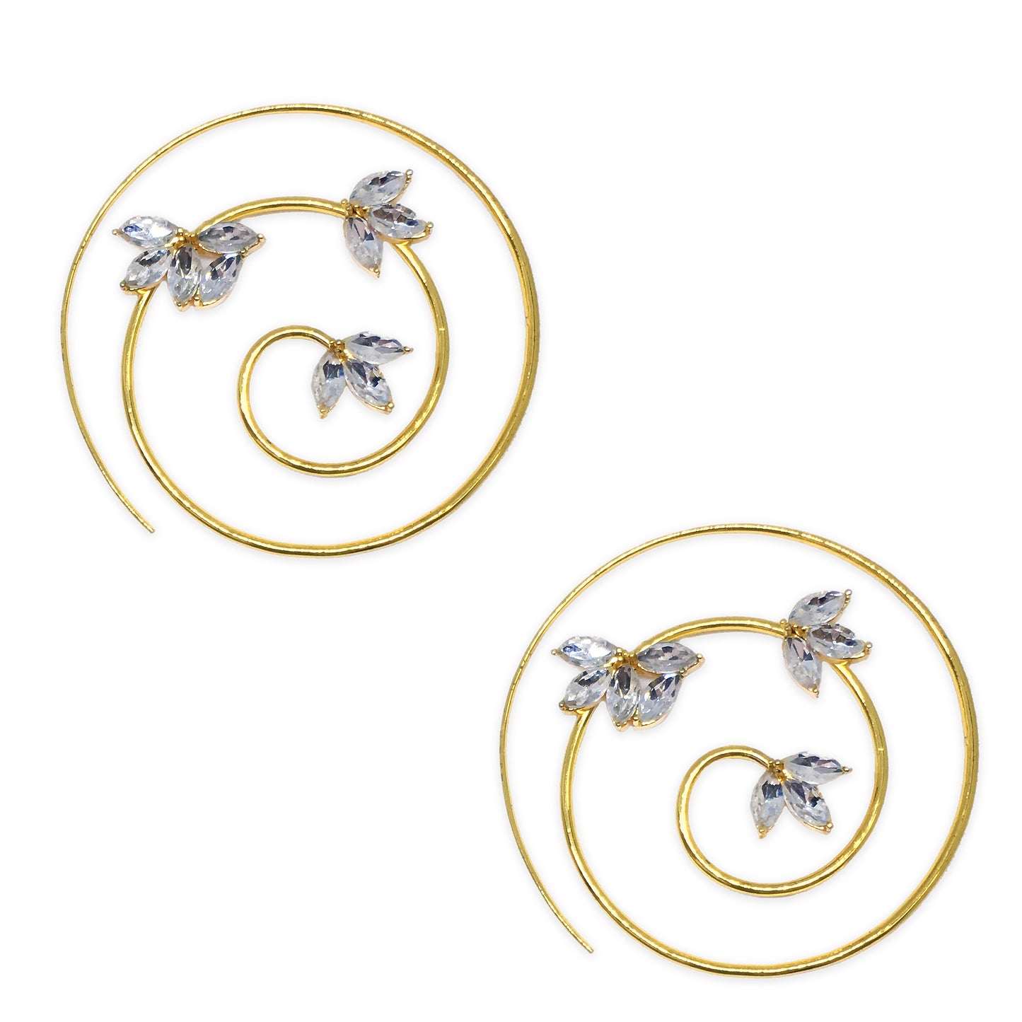 Gold Plated White Stone Earring
